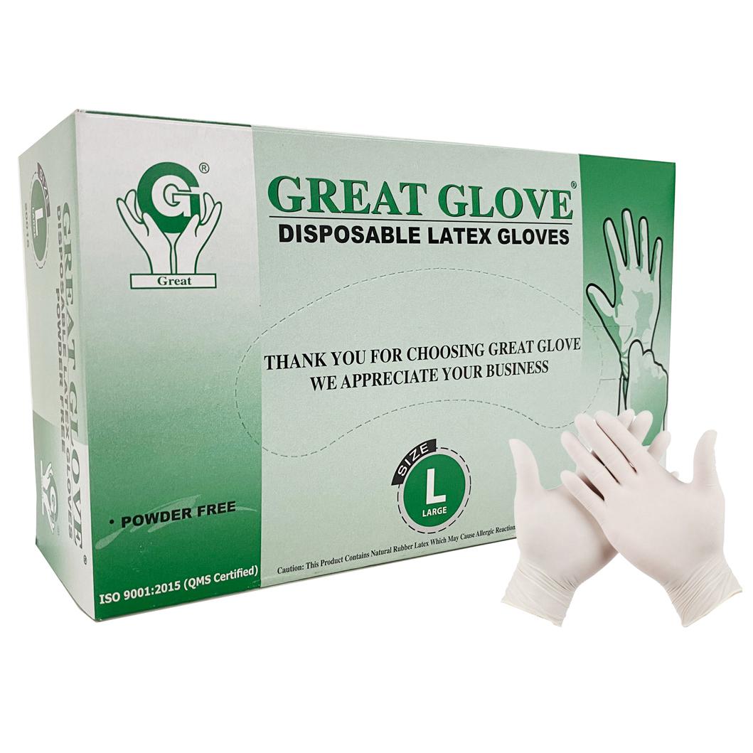 100 Softgel Latex Gloves – Powder Free, 9.4 Inch Length, 4 Mils Thick – All Sizes XS- XL