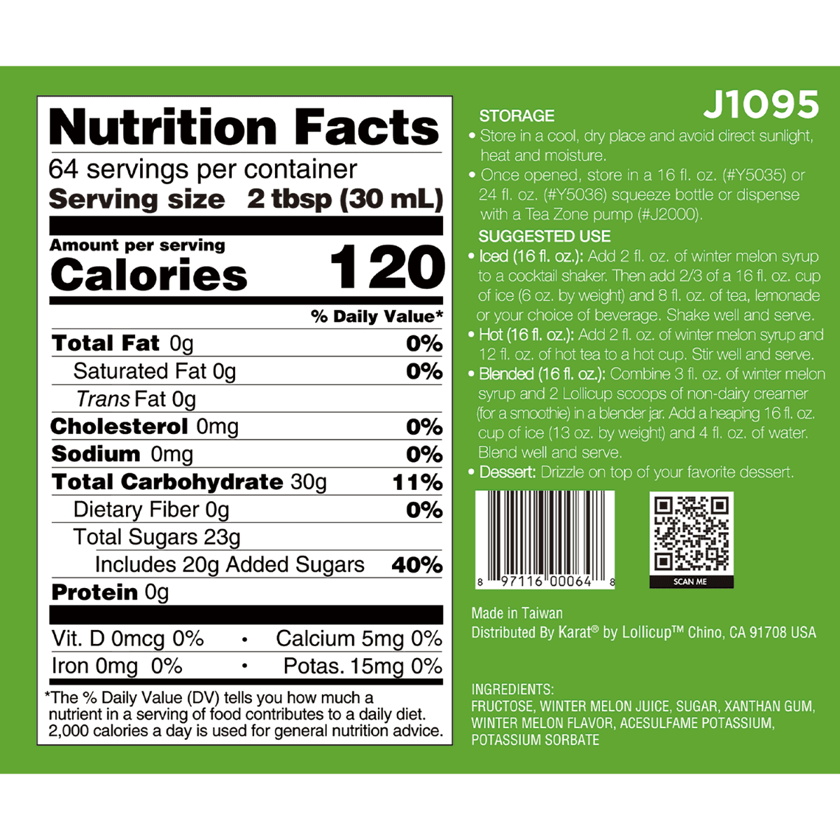 Tea Zone Winter Melon SyrupNT Foods