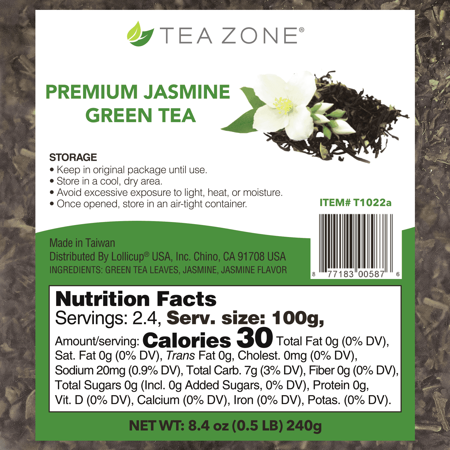 Tea ZoneJasmine Green Tea Leaves (T1022)NT Foods